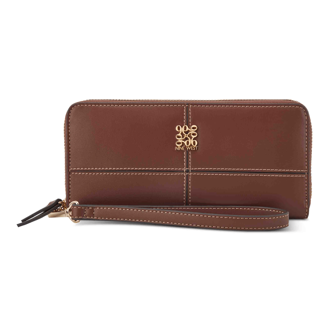 Nine West Paxtin Zip Around Wallet With Wristlet Mahogany