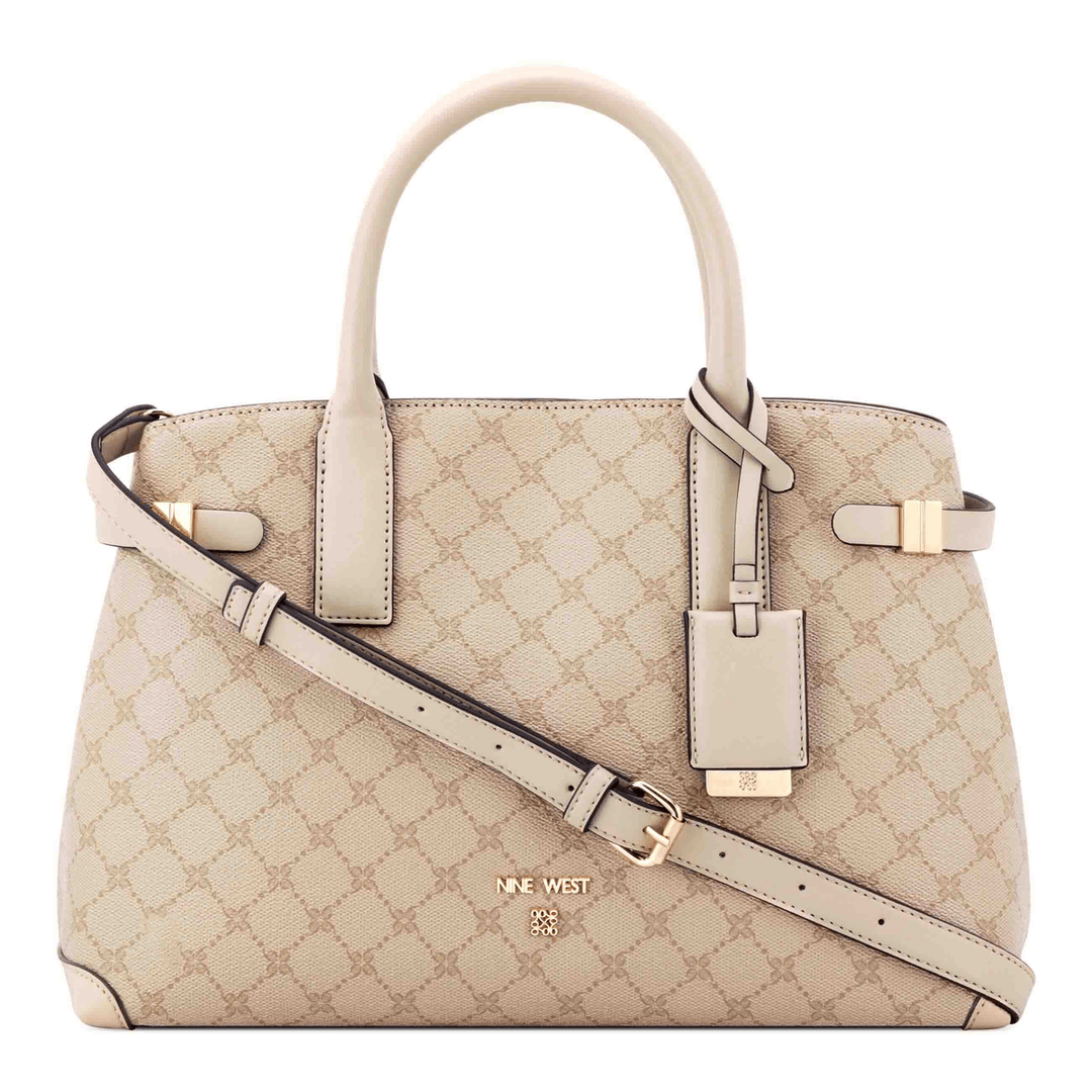 Nine West Aira Satchel New Khaki Logo Beige