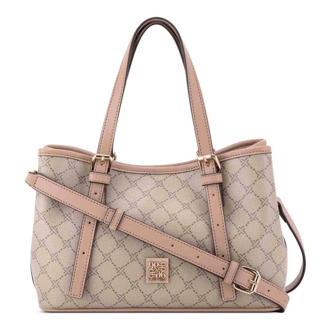 Nine West Anders Satchel Beige Logo Blushing