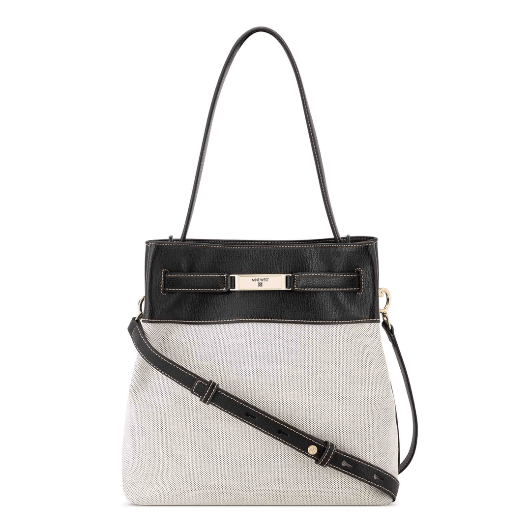 Nine West Harlee Crossbody Bucket Hobo Natural Black