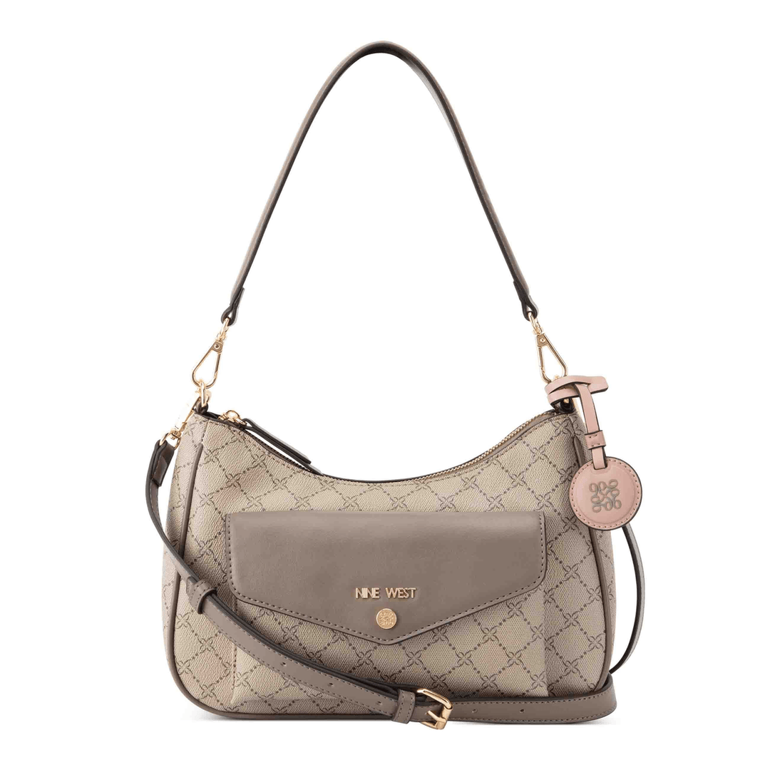 Nine West Caireann Shoulder Bag Beige Logo/Flint