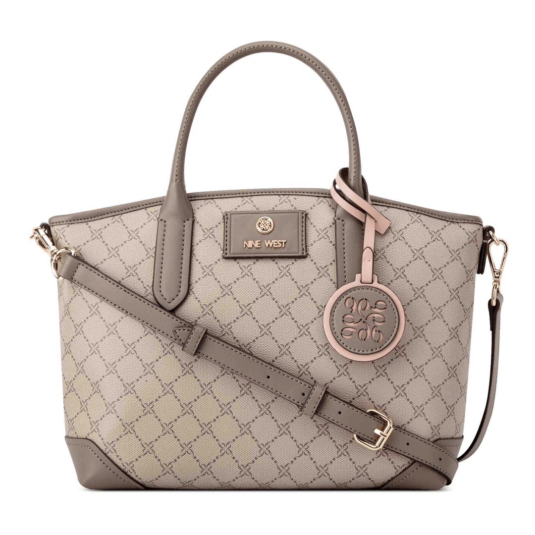 Nine West Piera Satchel Beige Logo/Flint