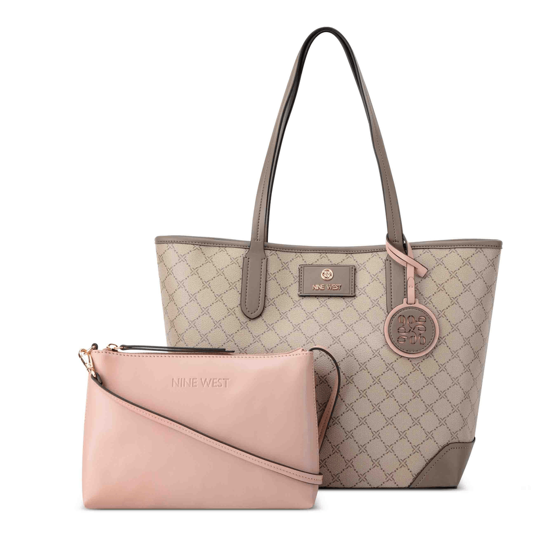 Nine West Piera 2 In 1 Tote Beige Logo/Flint