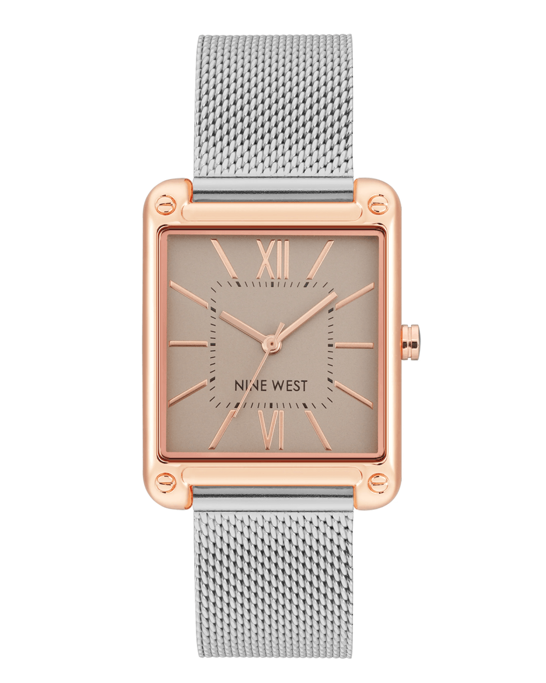 Nine West Rectangular Case Mesh Bracelet Watch Silver-Tone