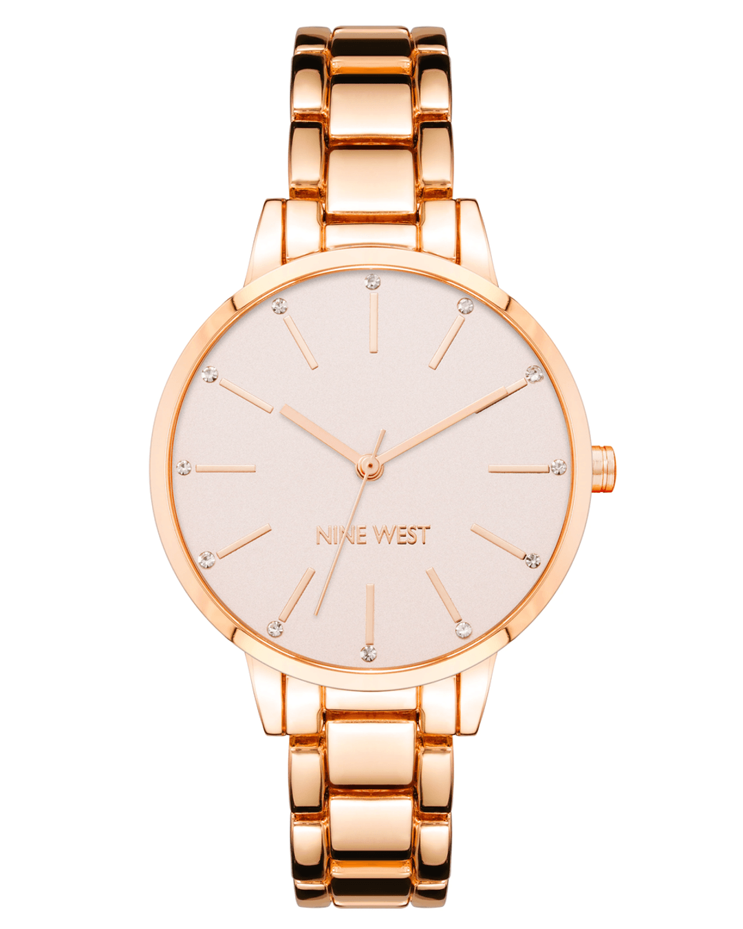 ナインウエスト クリスタルアクセント ブレスレットウォッチ ローズゴールドトーン