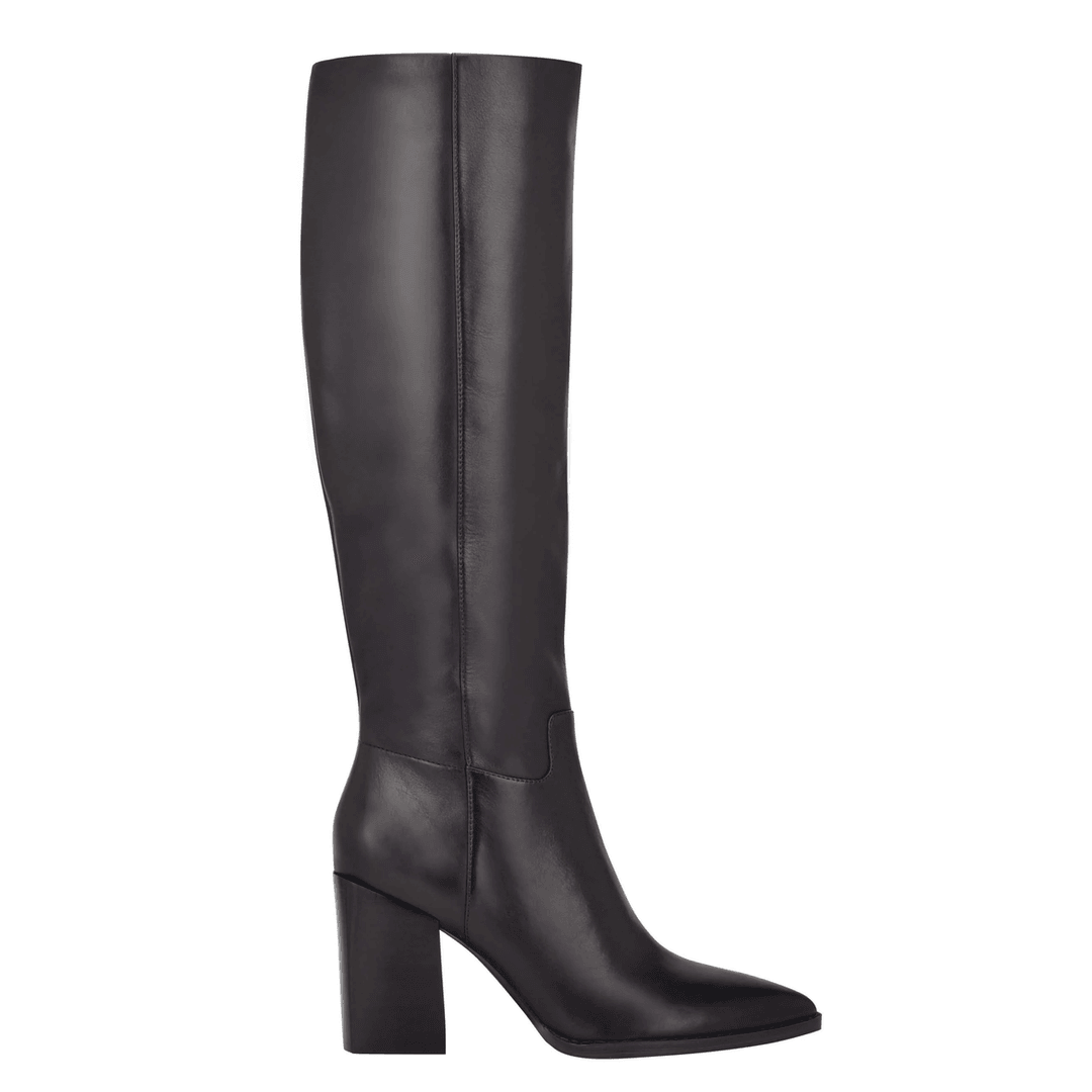 Nine West Brixe Heeled Leather Boots Black Leather