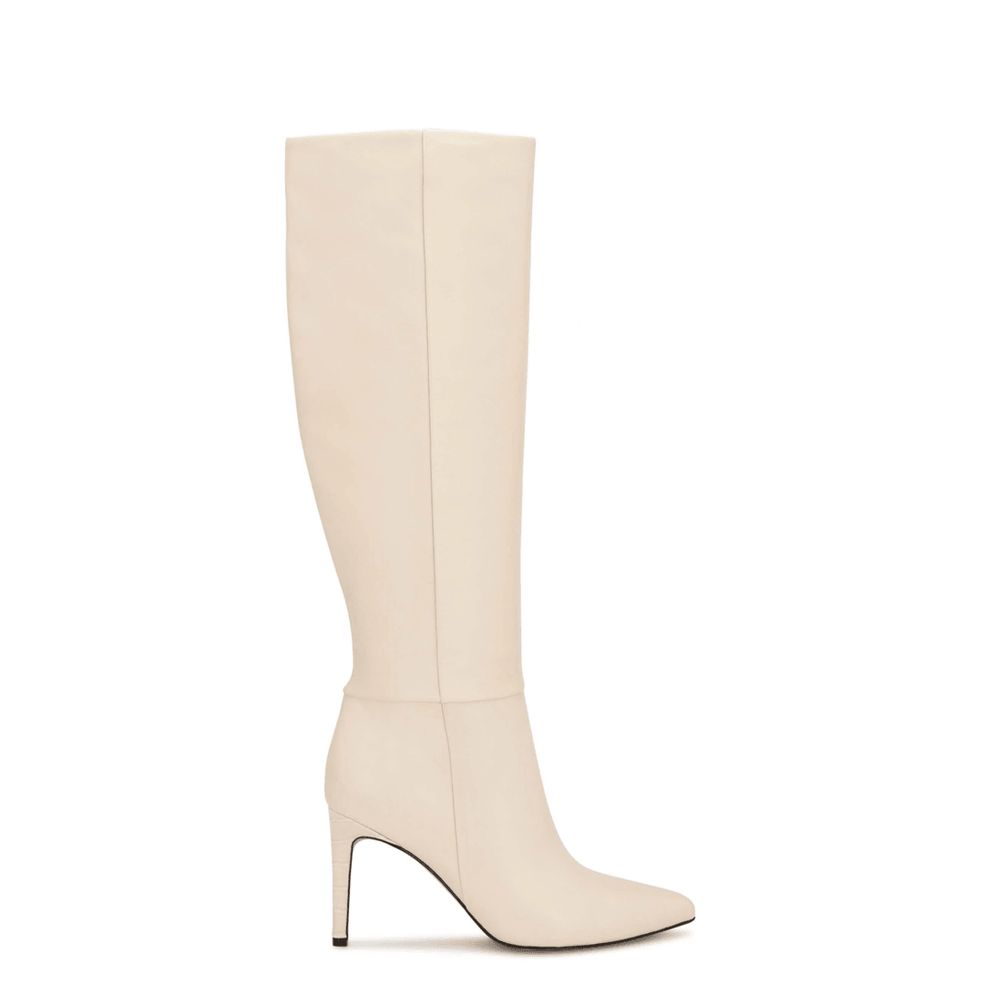 Nine West Richy Heeled Boots Chic Cream Leather