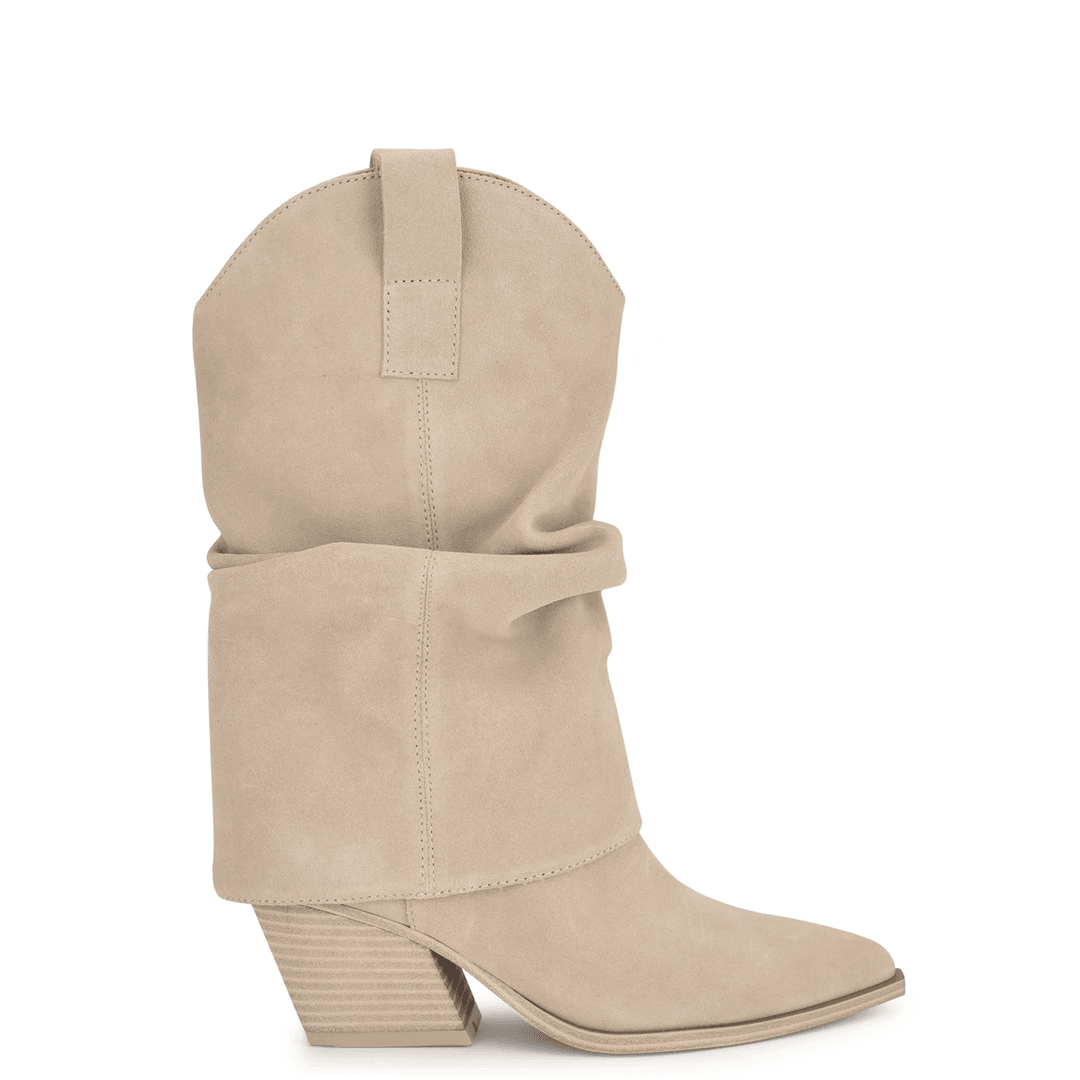 Nine West Wilton Western Boots Light Grey Suede