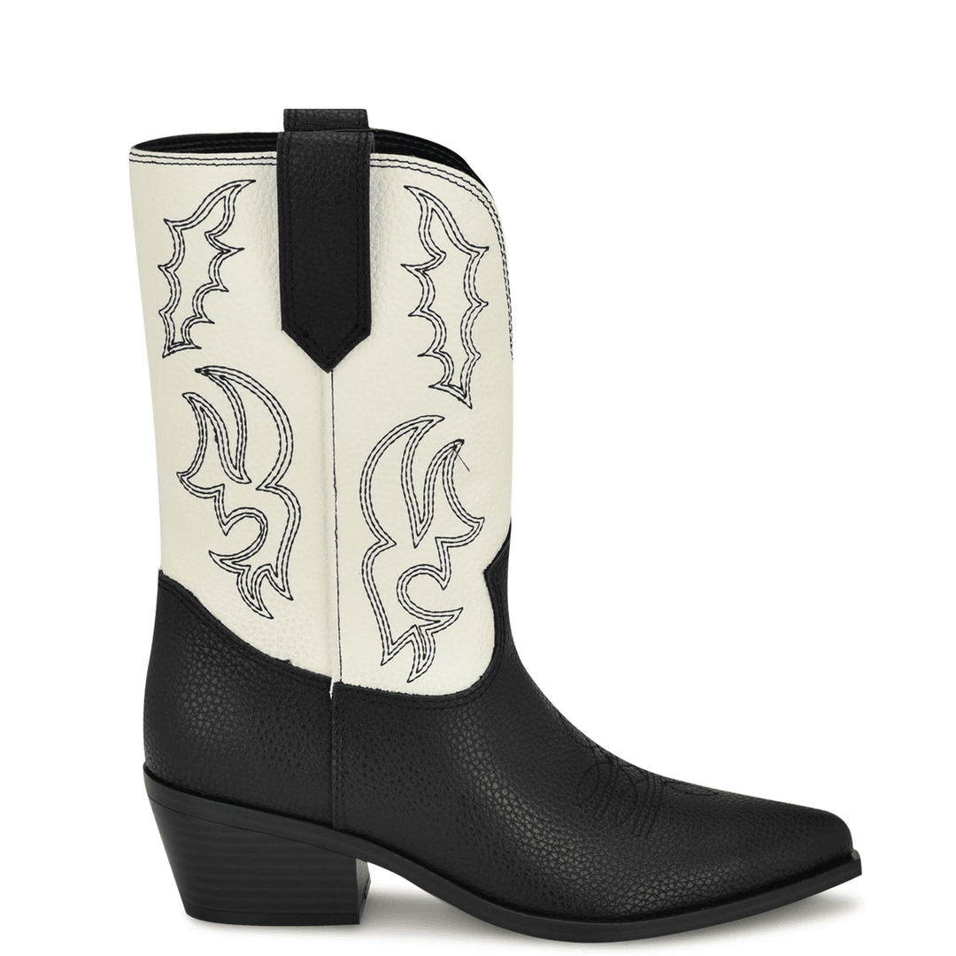 Nine West Yodown Western Booties Black/White