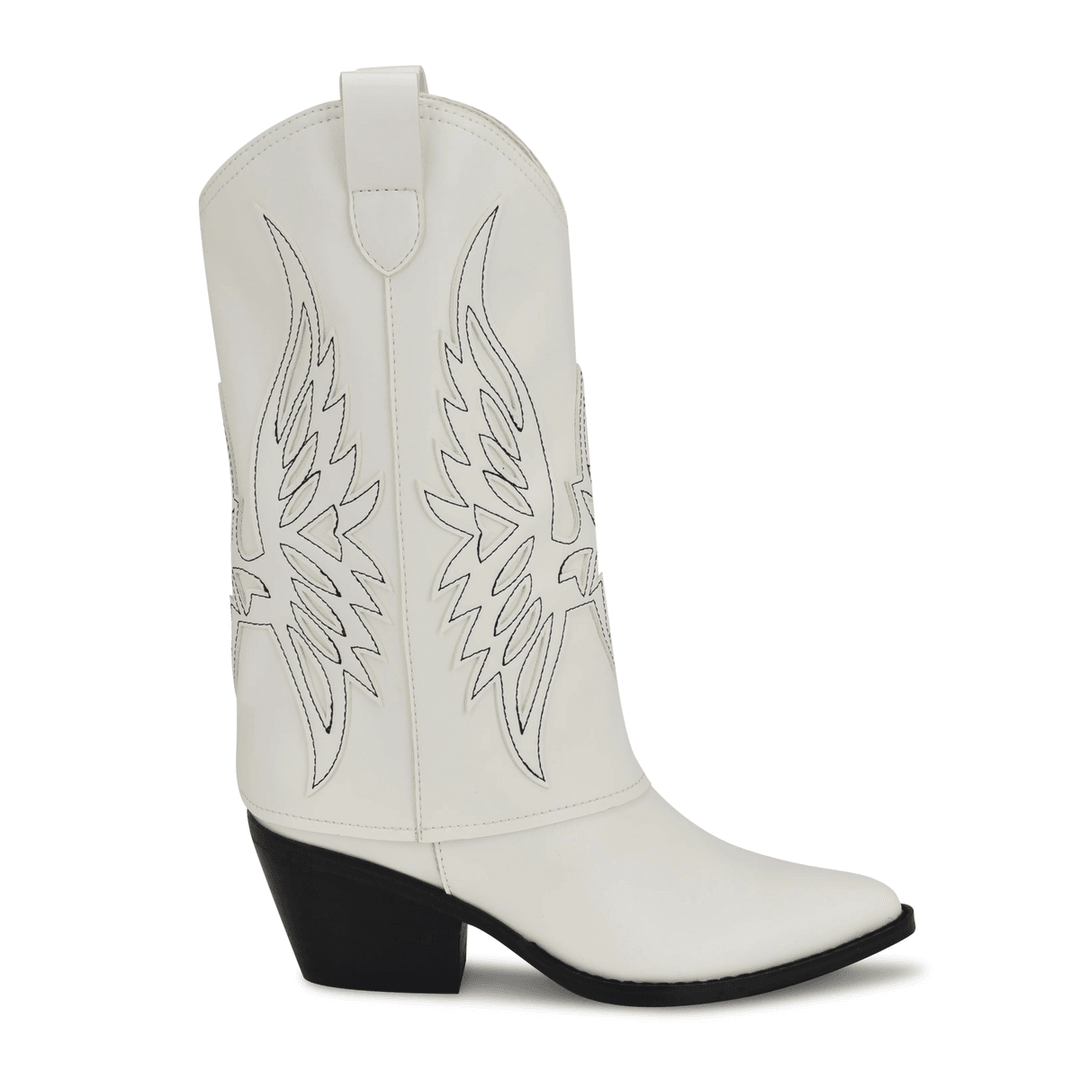 Nine West Ringer Detailed Western Boots White
