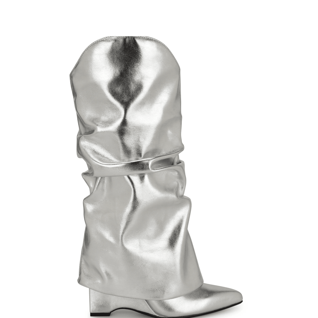 Nine West Amazin Slouch Western Boots Silver