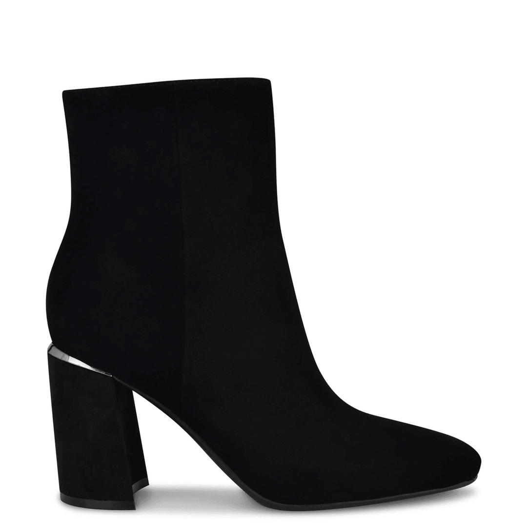 девять запад Ailet 9x9 квадратные носки ботильоны черный замша