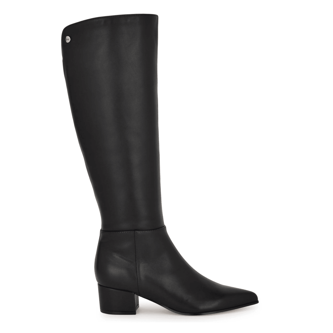 Nine West Morgin Knee High Dress Leather Boots Black Leather