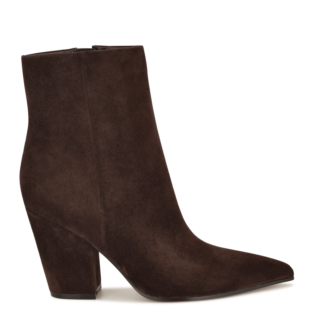 Nine West Ariza Ankle Leather Booties Dark Brown Suede