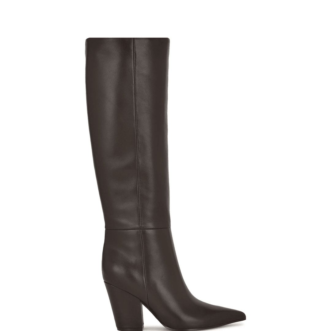 Nine West Adera Knee High Leather Boots Dark Brown Leather