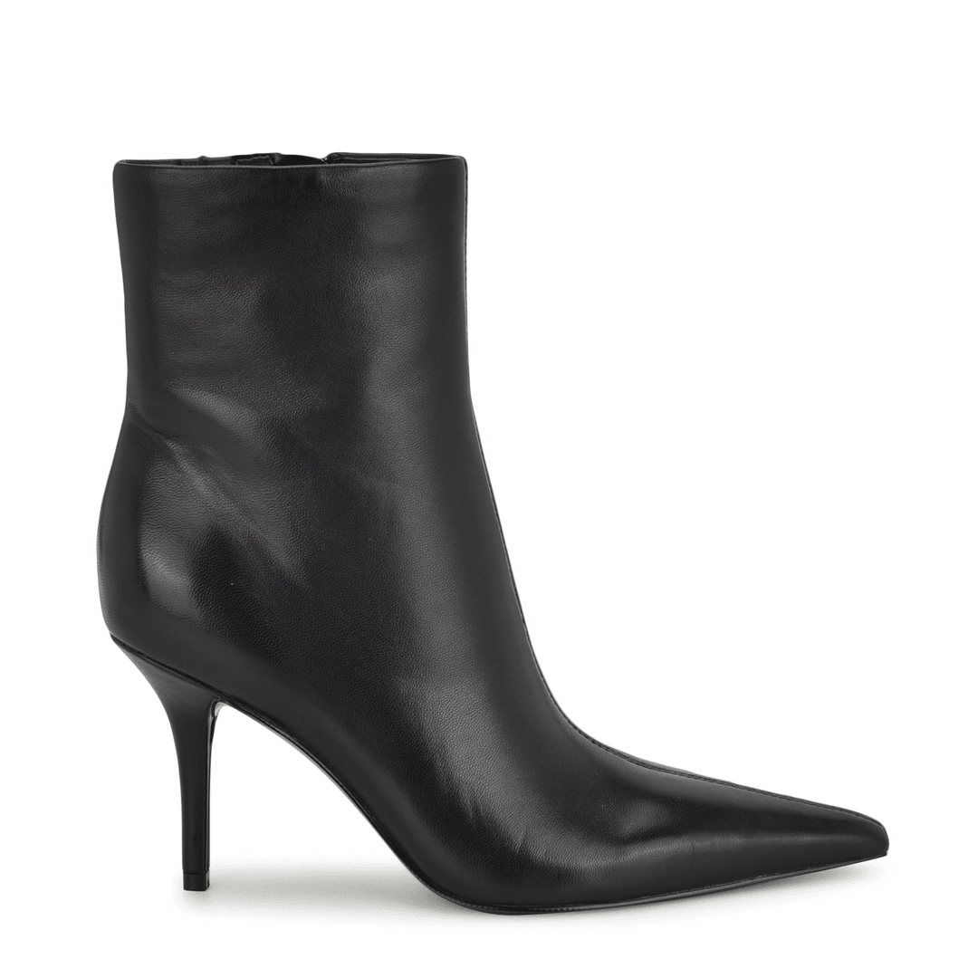 Nine West Ohmy Dress Ankle Leather Booties Black Leather