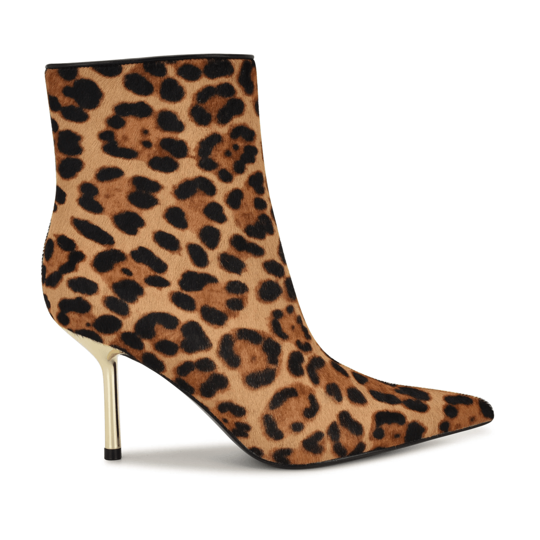 Nine West Narend Dress Booties Leopard Print Pony Hair