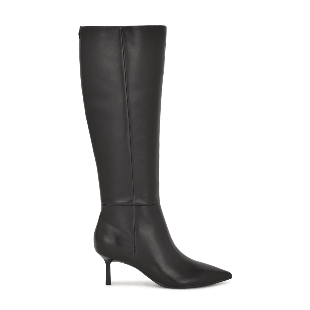 Nine West Kimdee 9X9 Knee High Leather Boots Black Leather