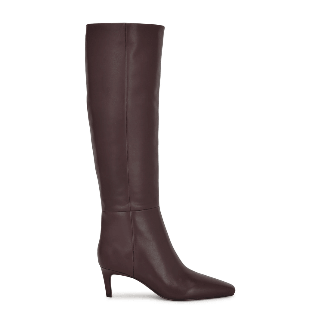 Nine West Caddy Knee High Boots Dark Red Leather