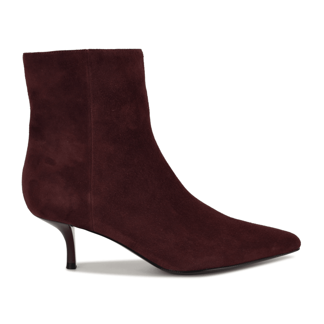 Nine West Hermena Ankle Leather Booties Dark Red Suede