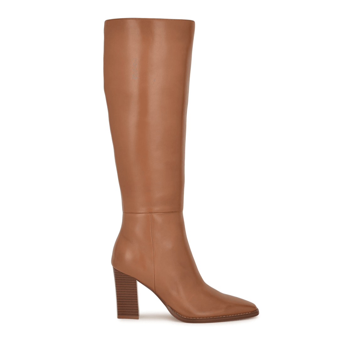 Nine West Zazz Knee High Leather Boots Natural Leather