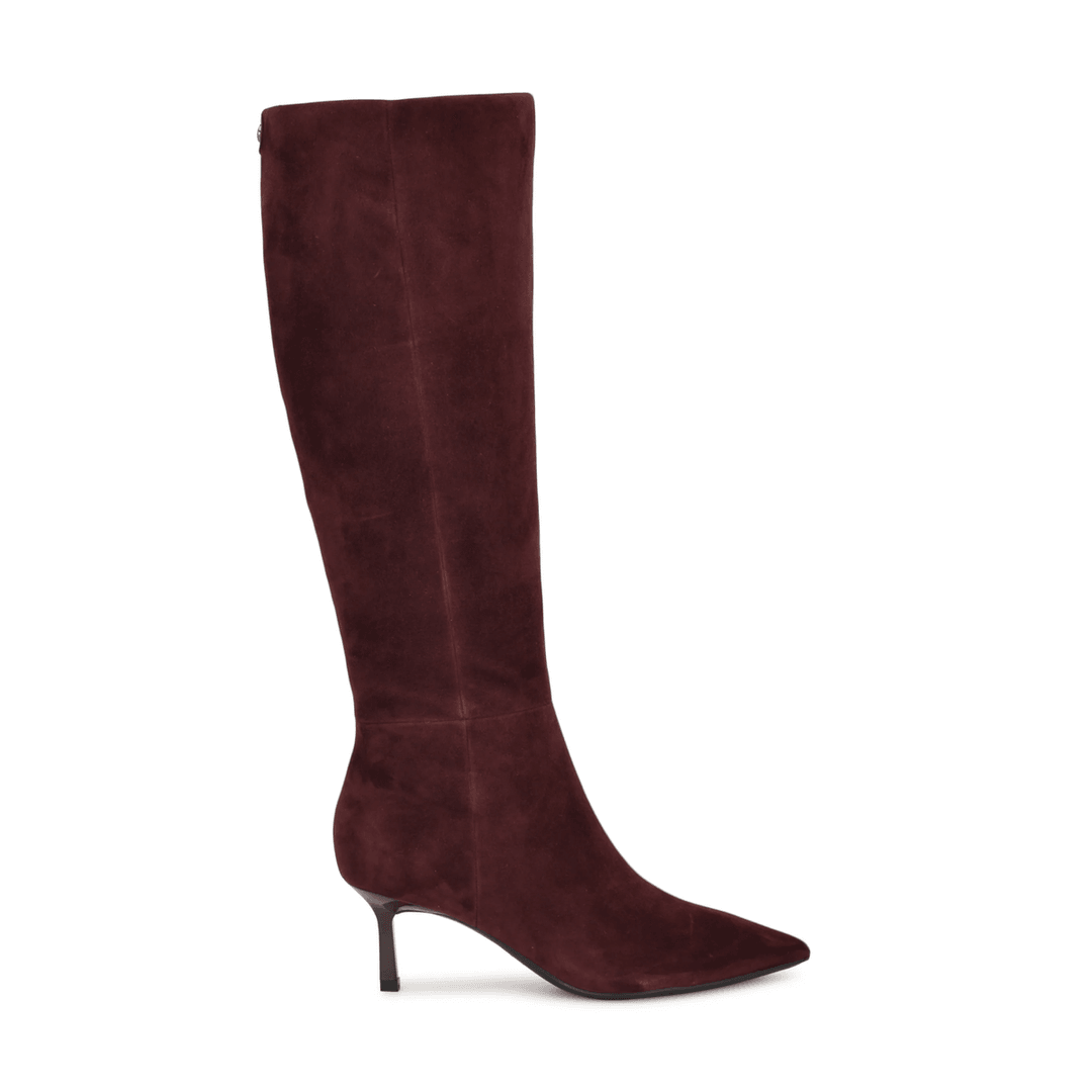 Nine West Kimdee 9X9 Knee High Leather Boots Dark Red Suede