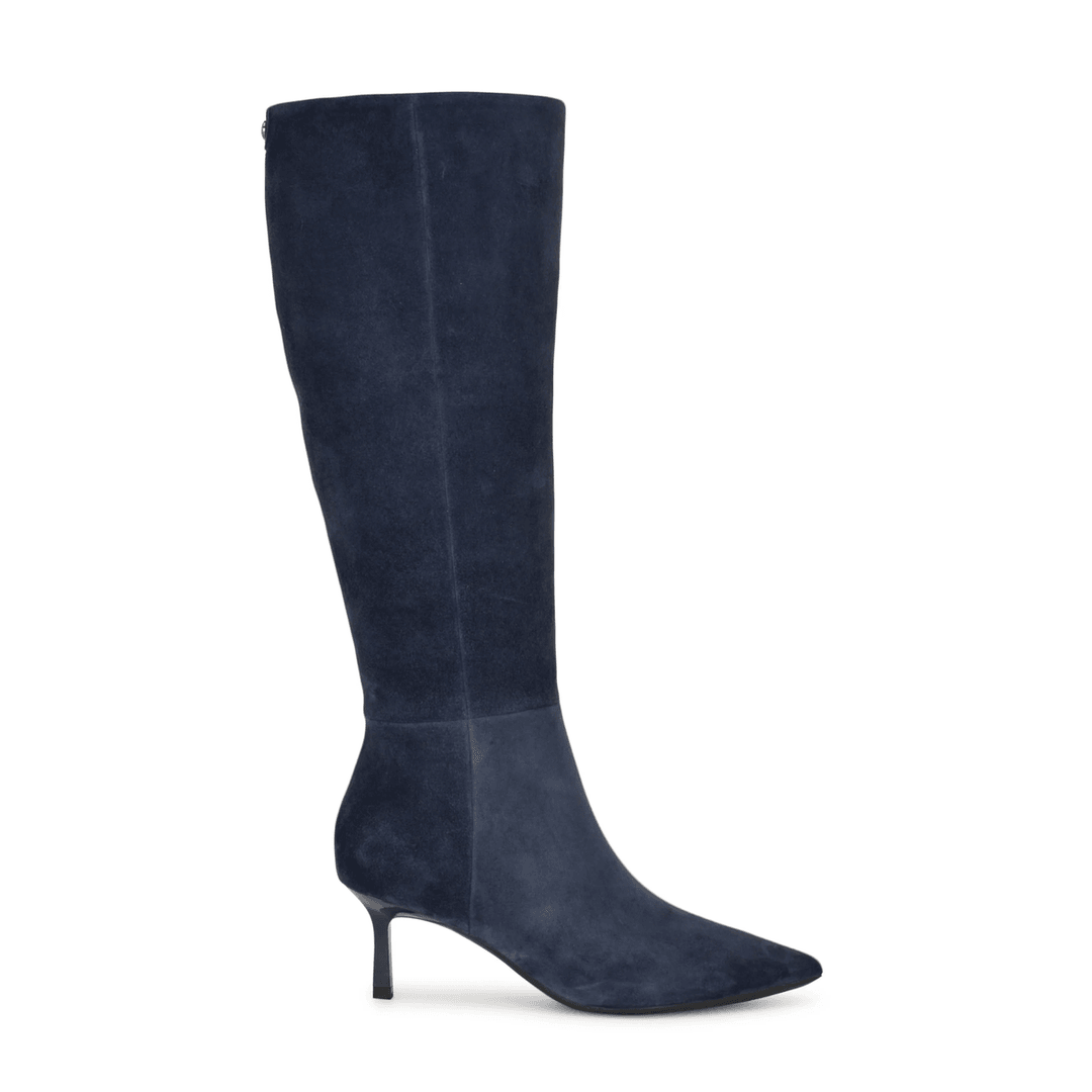 Nine West Kimdee 9X9 Knee High Leather Boots Navy Suede