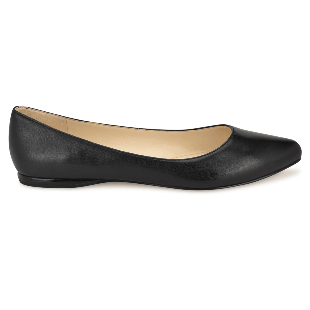 Nine West Speakup Almond Toe Flats Black Leather