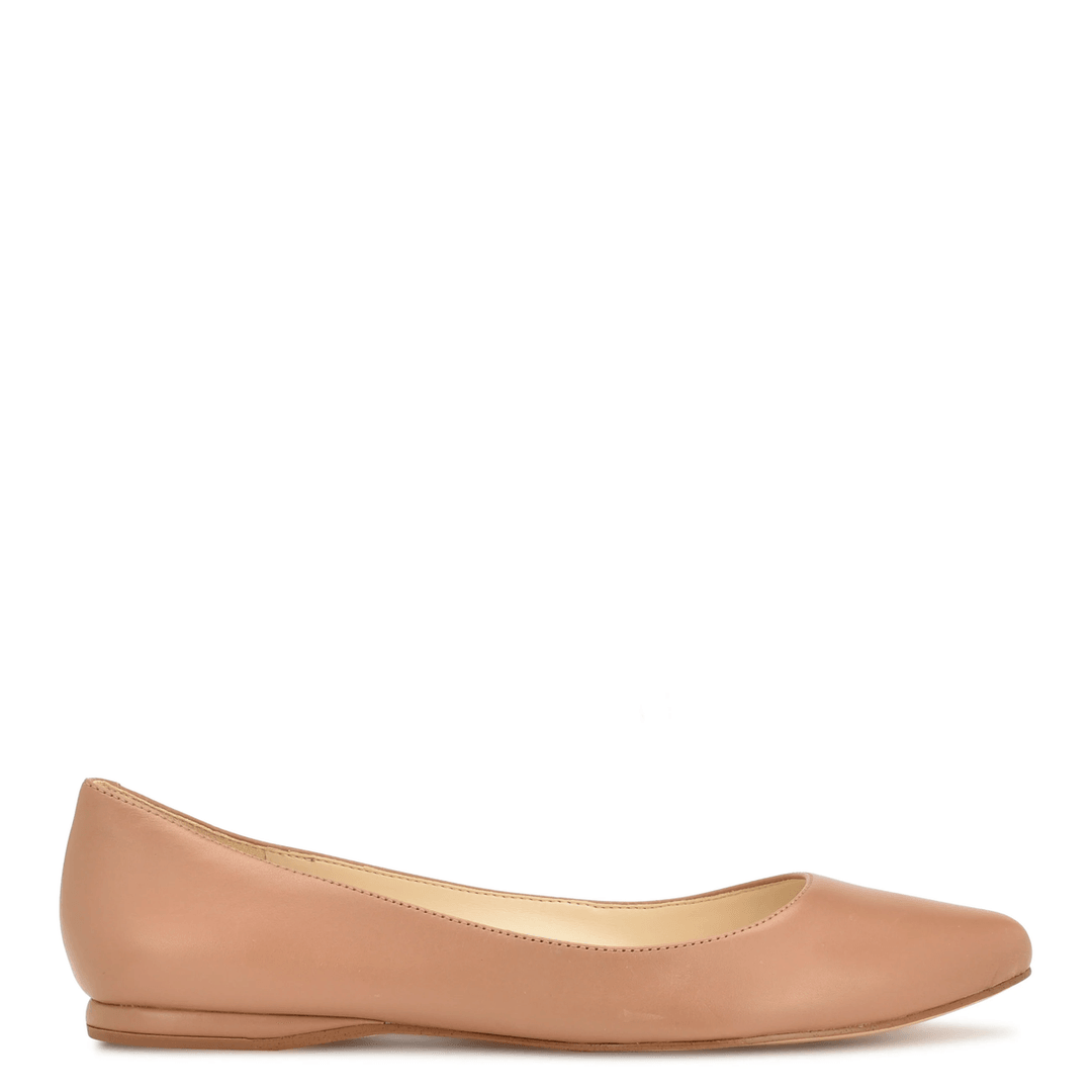 Nine West Speakup Almond Toe Flats Light Tan Leather
