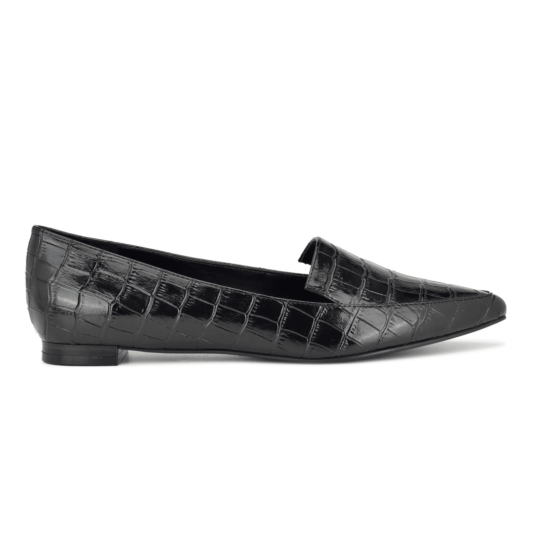 Nine West Abay Smoking Flats Black Croco