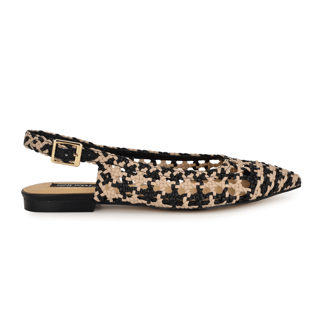 Nine West Soel Woven Slingback Flats Black/Tan