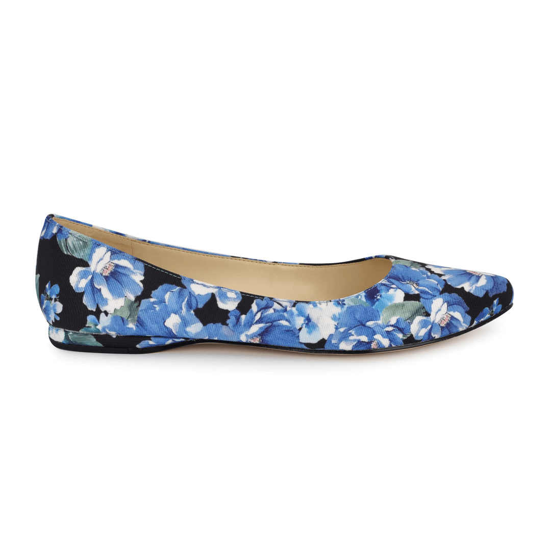 Nine West Speakup Almond Toe Flats Blue Floral