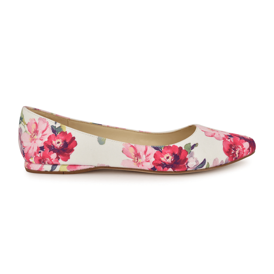 Nine West Speakup Almond Toe Flats Pink Floral