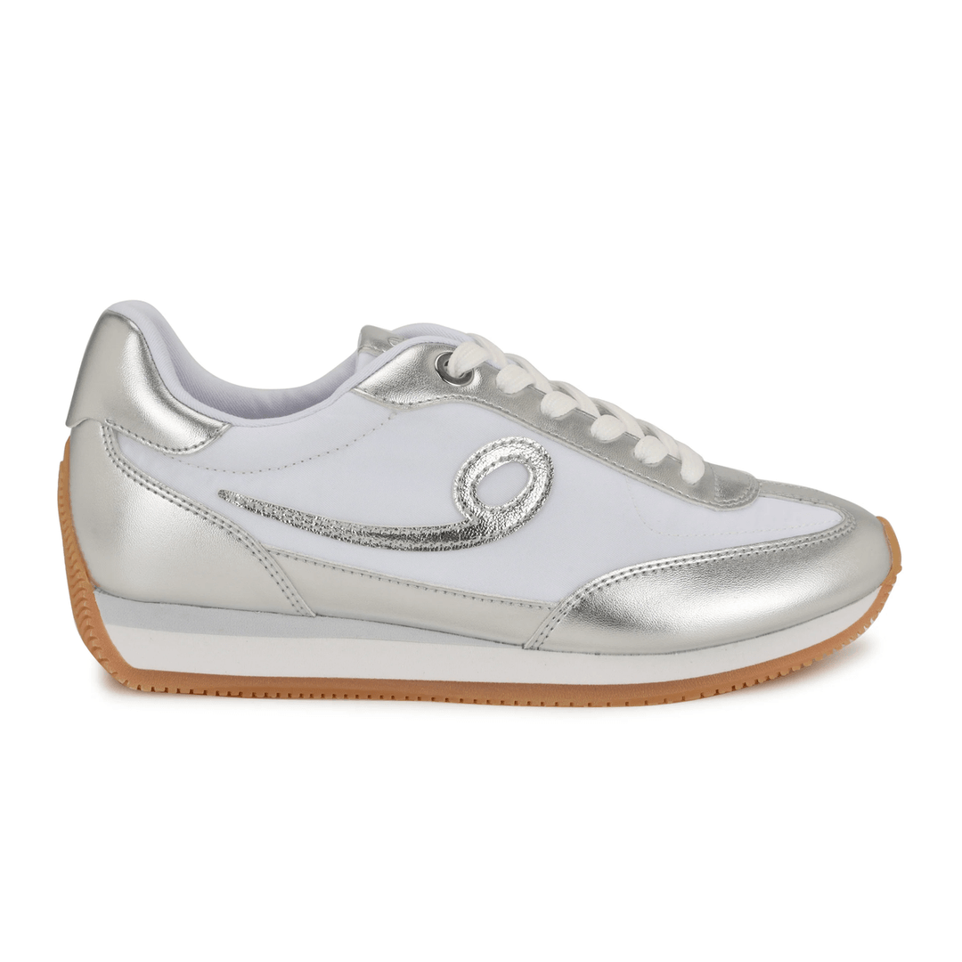 Nine West Fivo Lace Up Sneakers White/Silver