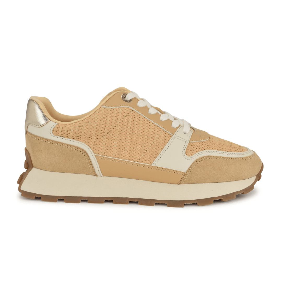 Nine West Kalah Lace Up Sneakers Natural Raffia