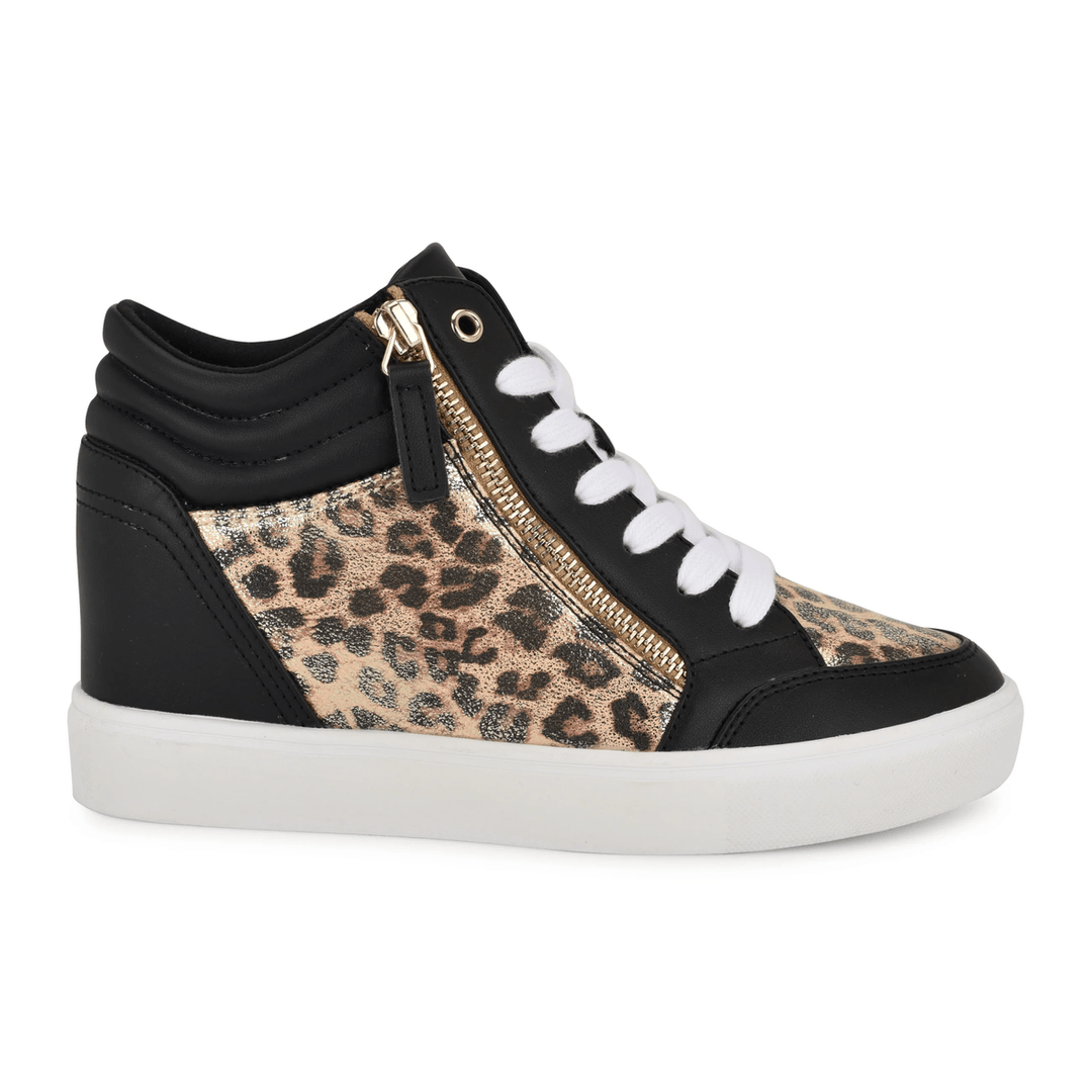 Nine West Tons High Top Hidden Wedge Sneakers Leopard