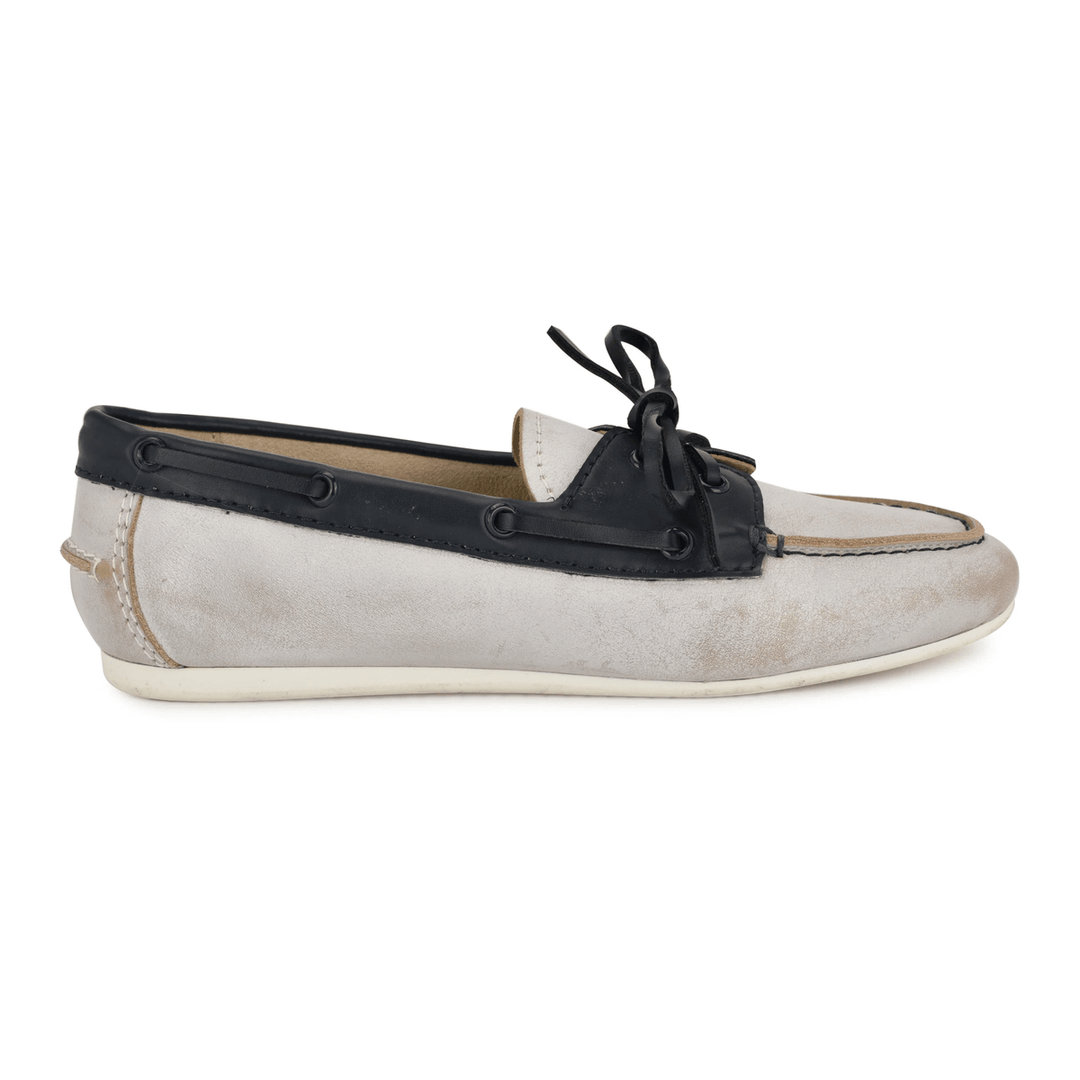 Nine West Yacht Boat Shoes White/Blue Leather