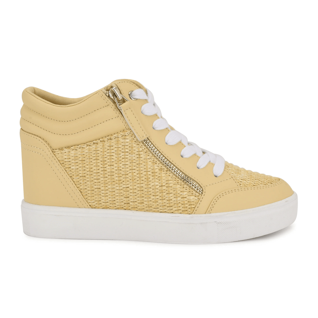 Nine West Tons High Top Hidden Wedge Sneakers Natural Raffia