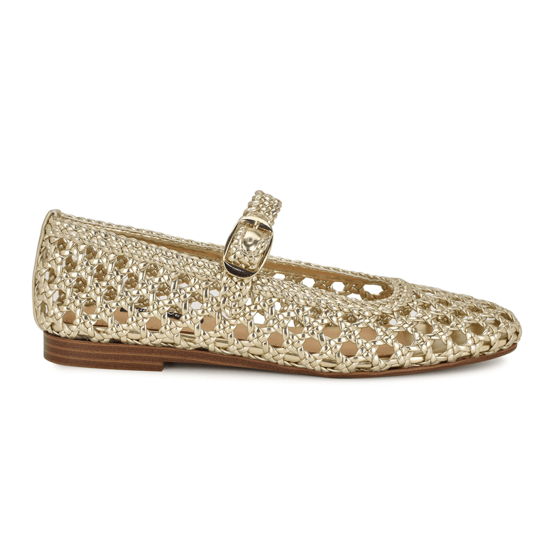 Nine West Halie Woven Mary Jane Flats Platino