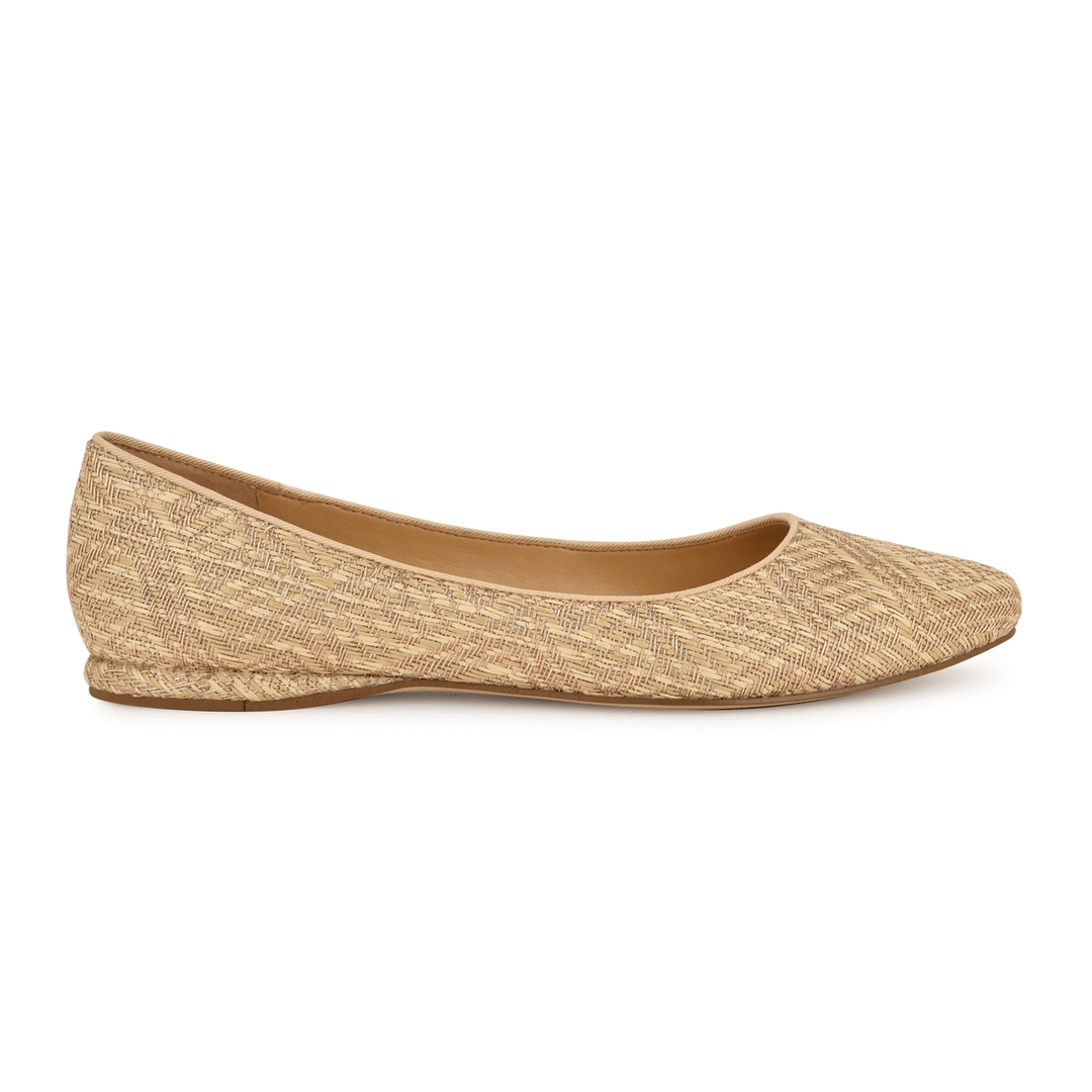 Nine West Speakup Almond Toe Flats Metallic Raffia