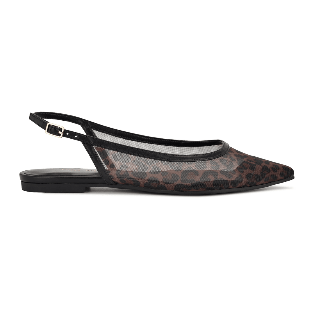 Nine West Brin Slingback Flats Leopard Print Mesh