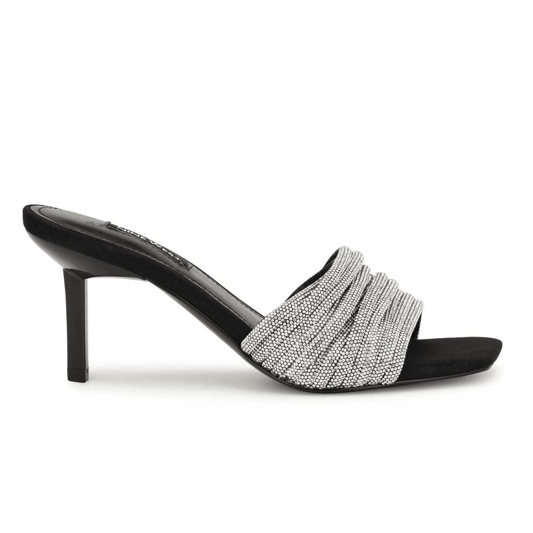 Nine West Harbor Heeled Slide Sandals Black/Black