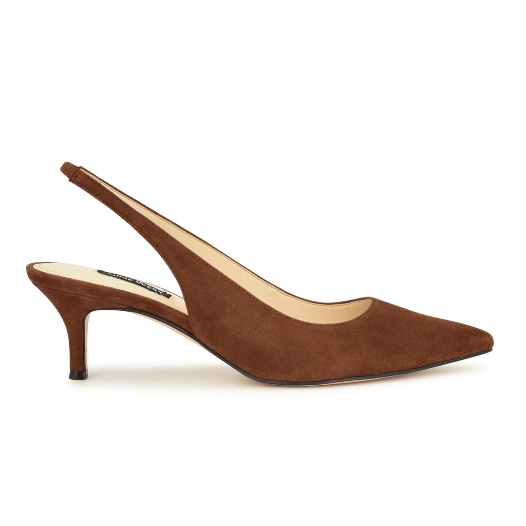Nine West Nataly Leather Slingback Pumps Brown Suede