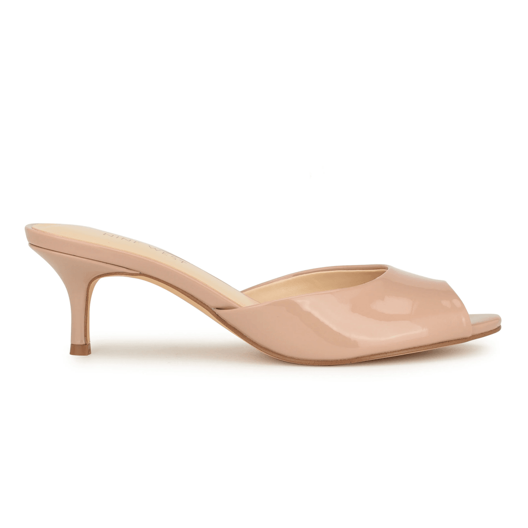 Nine West Luvlie Heeled Slide Sandals Natural Patent