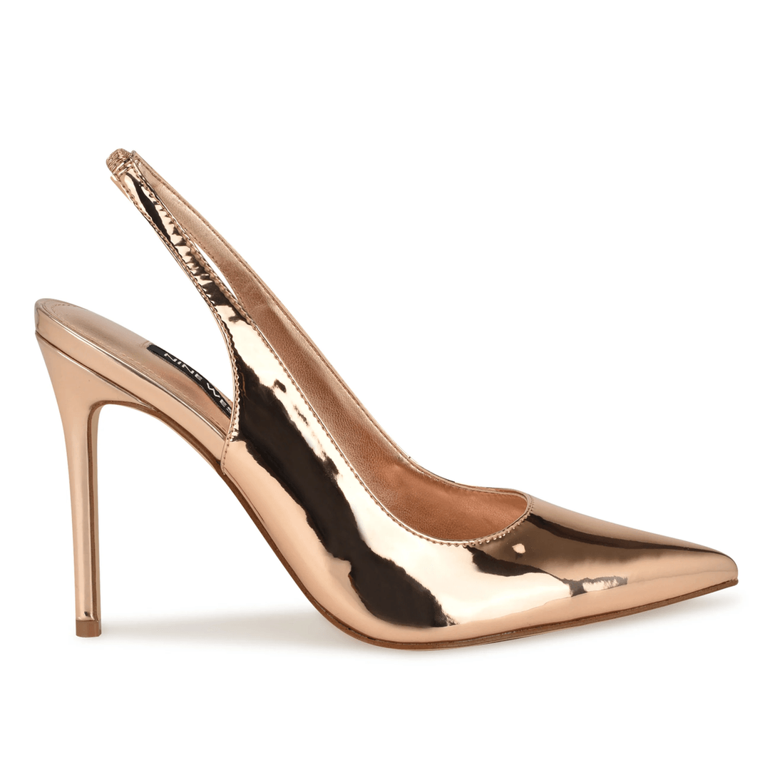 Nine West Feather Pointy Toe Slingback Pumps Rose Gold