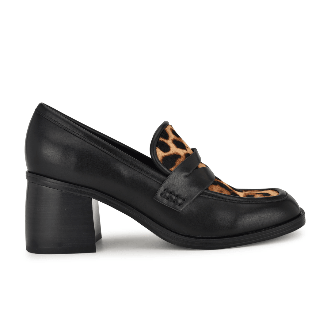 Nine West Avalia Heeled Loafers Black/Leopard