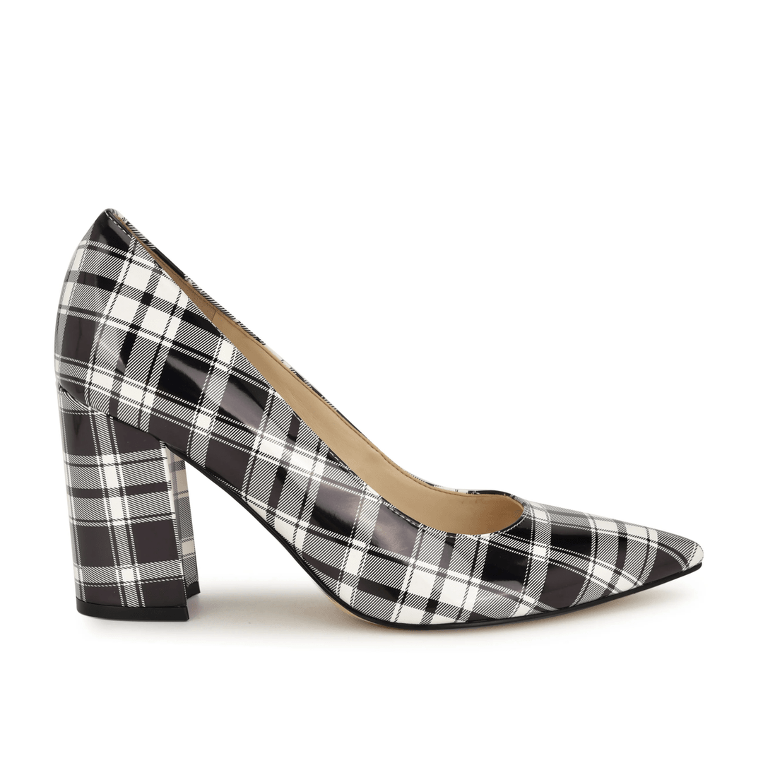 Nine West Cara Dress Pumps Black/White Patent Plaid