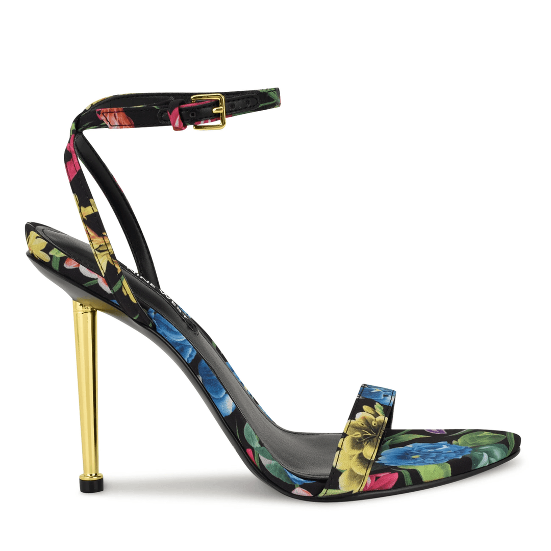 Nine West Reina Ankle Strap Sandals Black Floral