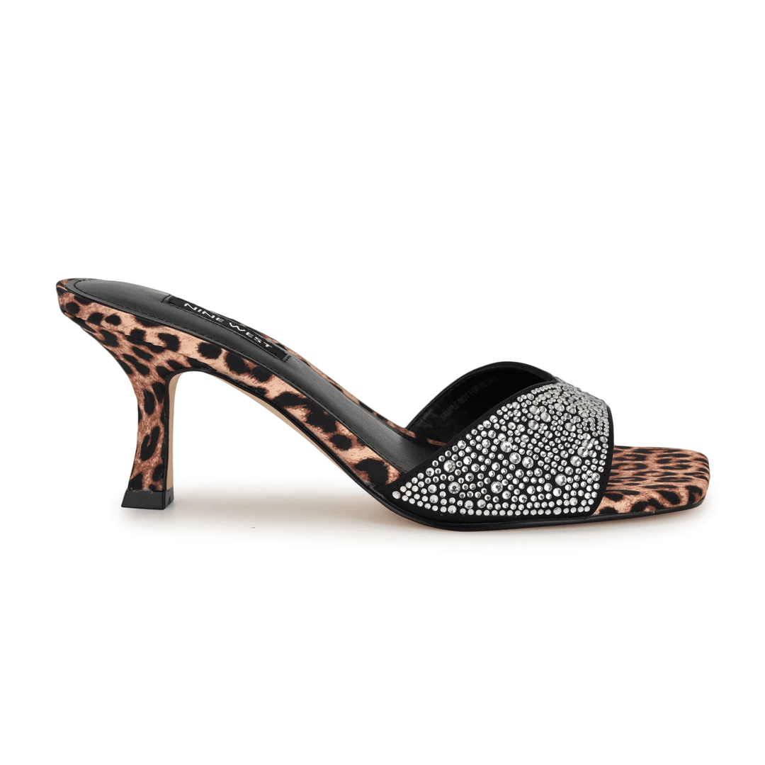Nine West Rokke Dress Slide Sandals Leopard