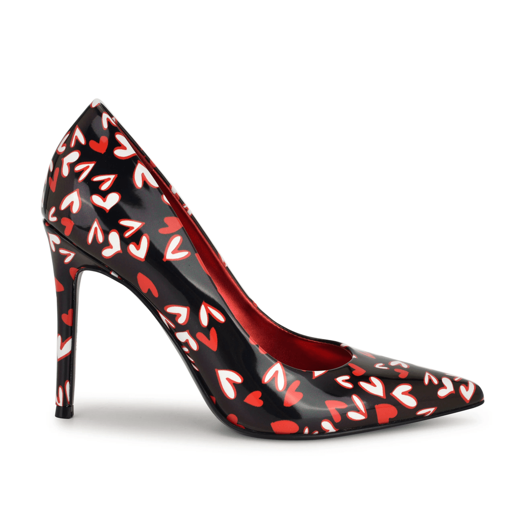 Nine West Fresh Pointy Toe Pumps Black Heart Print